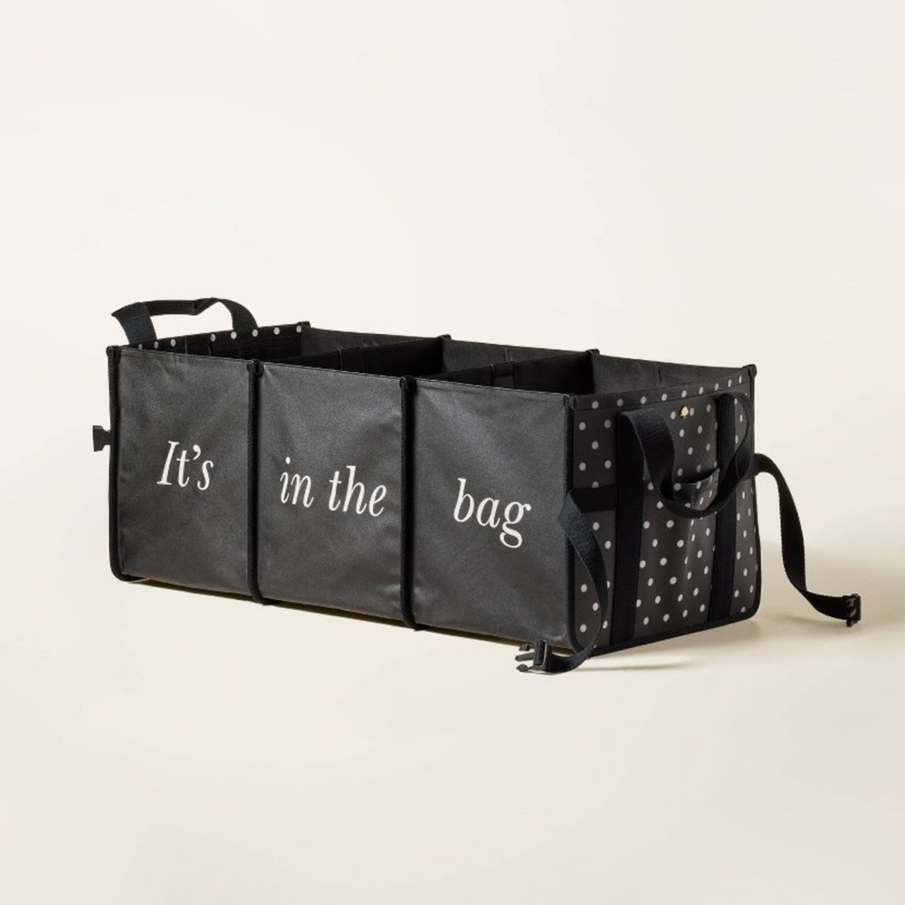 NWT Kate Spade x Target Polka Dot Canvas Car Organizer Tote Bag Black White